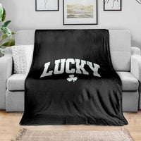 Retro Lucky Throw Blanket St Patricks Day Irish Shamrock Varsity