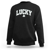 Retro Lucky Sweatshirt St Patricks Day Irish Shamrock Varsity