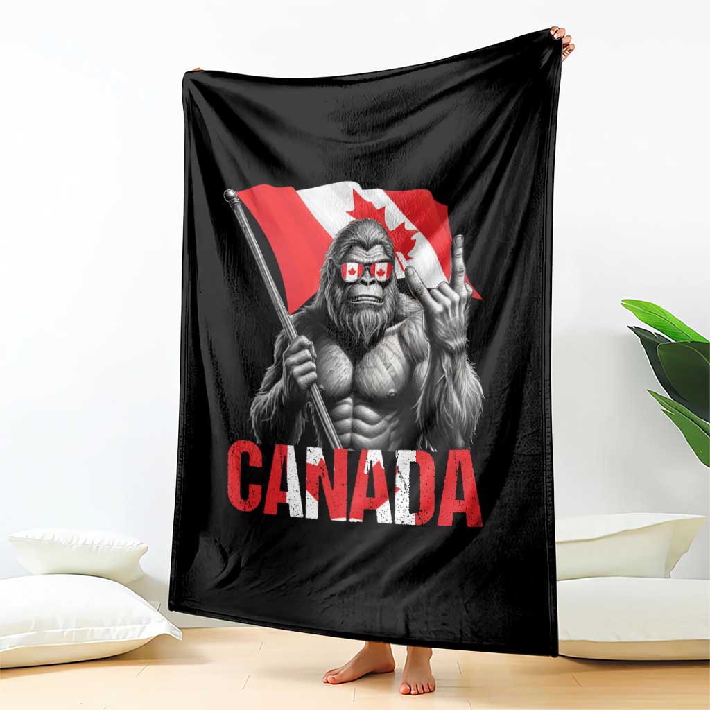 Bigfoot Canada Flag Throw Blanket Canadian Maple Leaf Patriotic Sasquatch