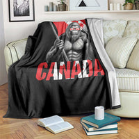 Bigfoot Canada Flag Throw Blanket Canadian Maple Leaf Patriotic Sasquatch