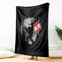 Bigfoot Canada Flag Throw Blanket Retro Sasquatch Forest Rock On