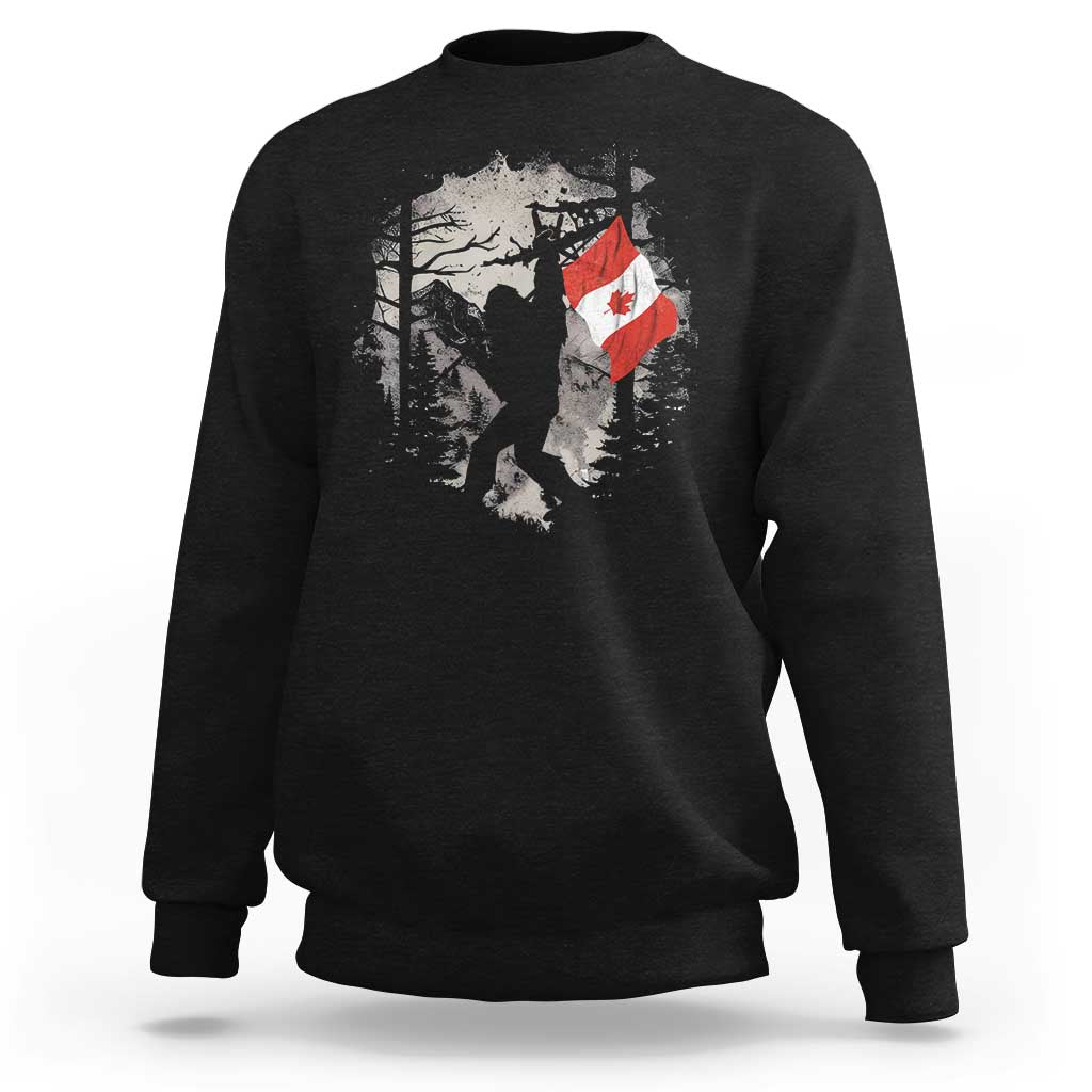 Bigfoot Canada Flag Sweatshirt Retro Sasquatch Forest Rock On