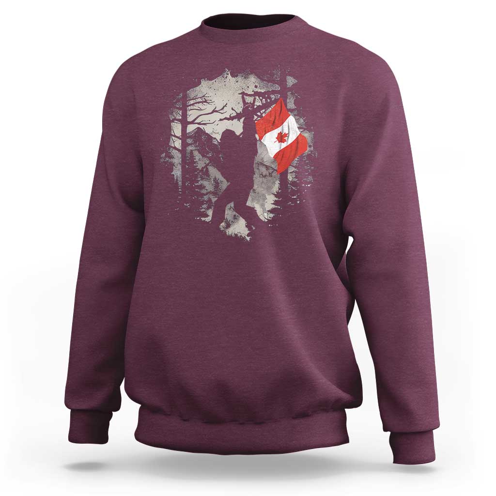 Bigfoot Canada Flag Sweatshirt Retro Sasquatch Forest Rock On