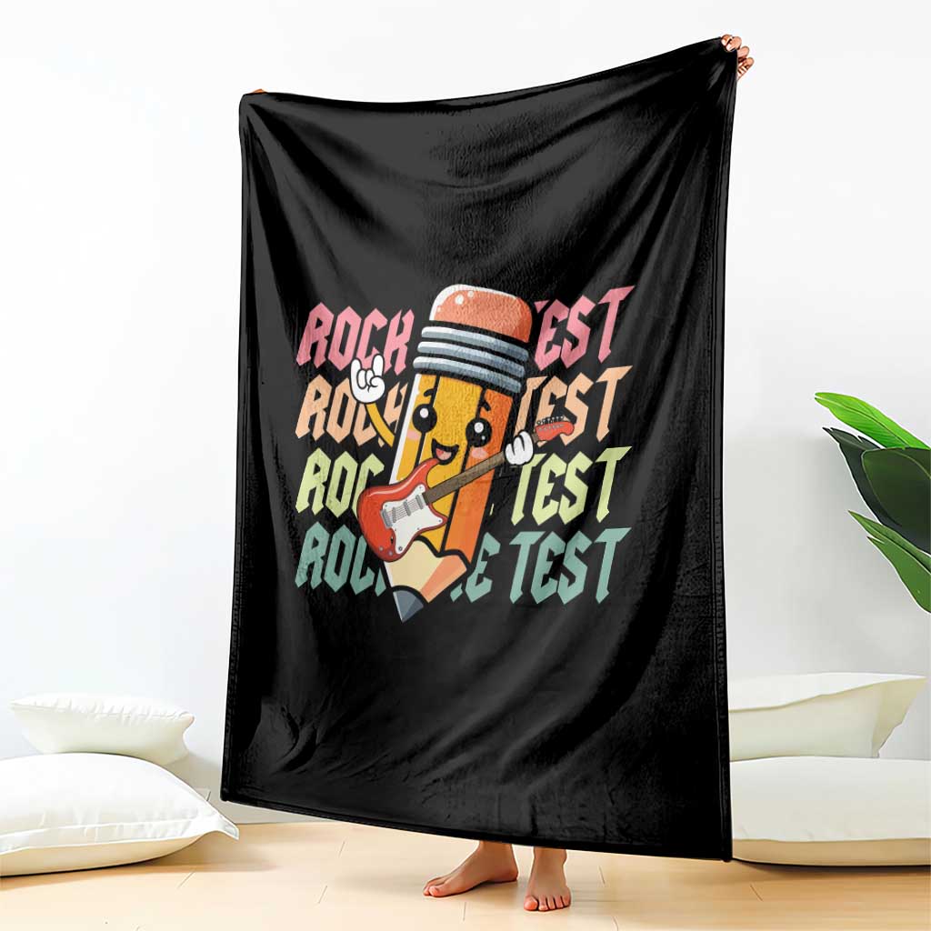 Teacher Rock The Test Day Throw Blanket Testing Motivational