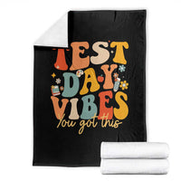 Test Day Vibes Throw Blanket Teacher Groovy Testing Day Exam