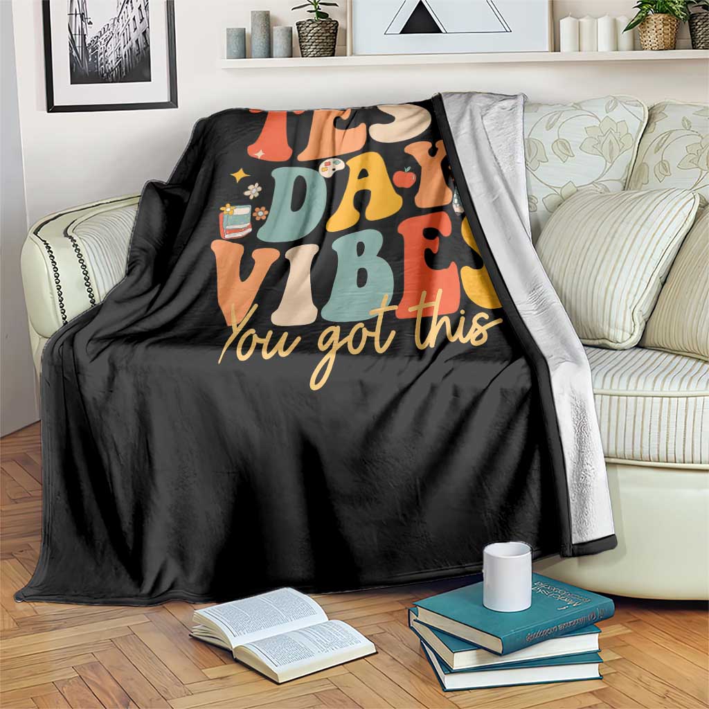 Test Day Vibes Throw Blanket Teacher Groovy Testing Day Exam