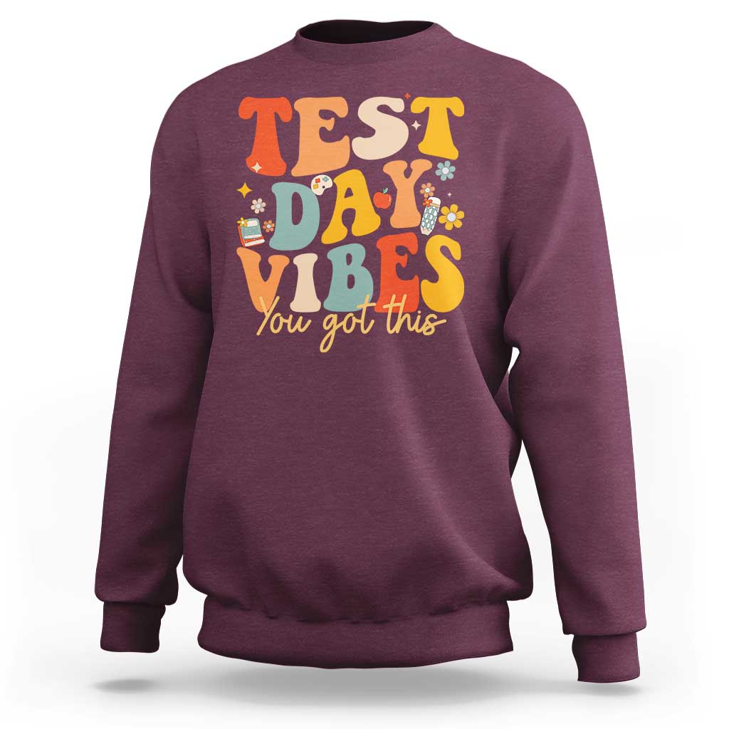 Test Day Vibes Sweatshirt Teacher Groovy Testing Day Exam