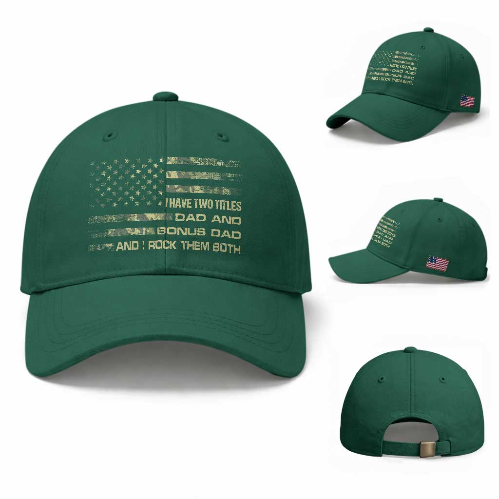 Funny Bonus Dad Baseball Cap Step Dad Camo American Flag Fathers Day
