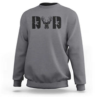 Light gray crewneck sweatshirt with dark deer antler and FH graphic on chest