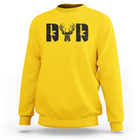 Gold yellow crewneck sweatshirt with dark deer antler and FH graphic on chest