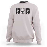 Light gray crewneck sweatshirt with dark deer antler and FH graphic on chest