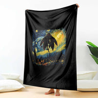 Mothman Throw Blanket Starry Night Van Gogh Cryptid Lover - Wonder Print Shop