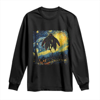 Mothman Long Sleeve Shirt Starry Night Van Gogh Cryptid Lover - Wonder Print Shop