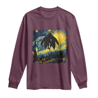Mothman Long Sleeve Shirt Starry Night Van Gogh Cryptid Lover - Wonder Print Shop