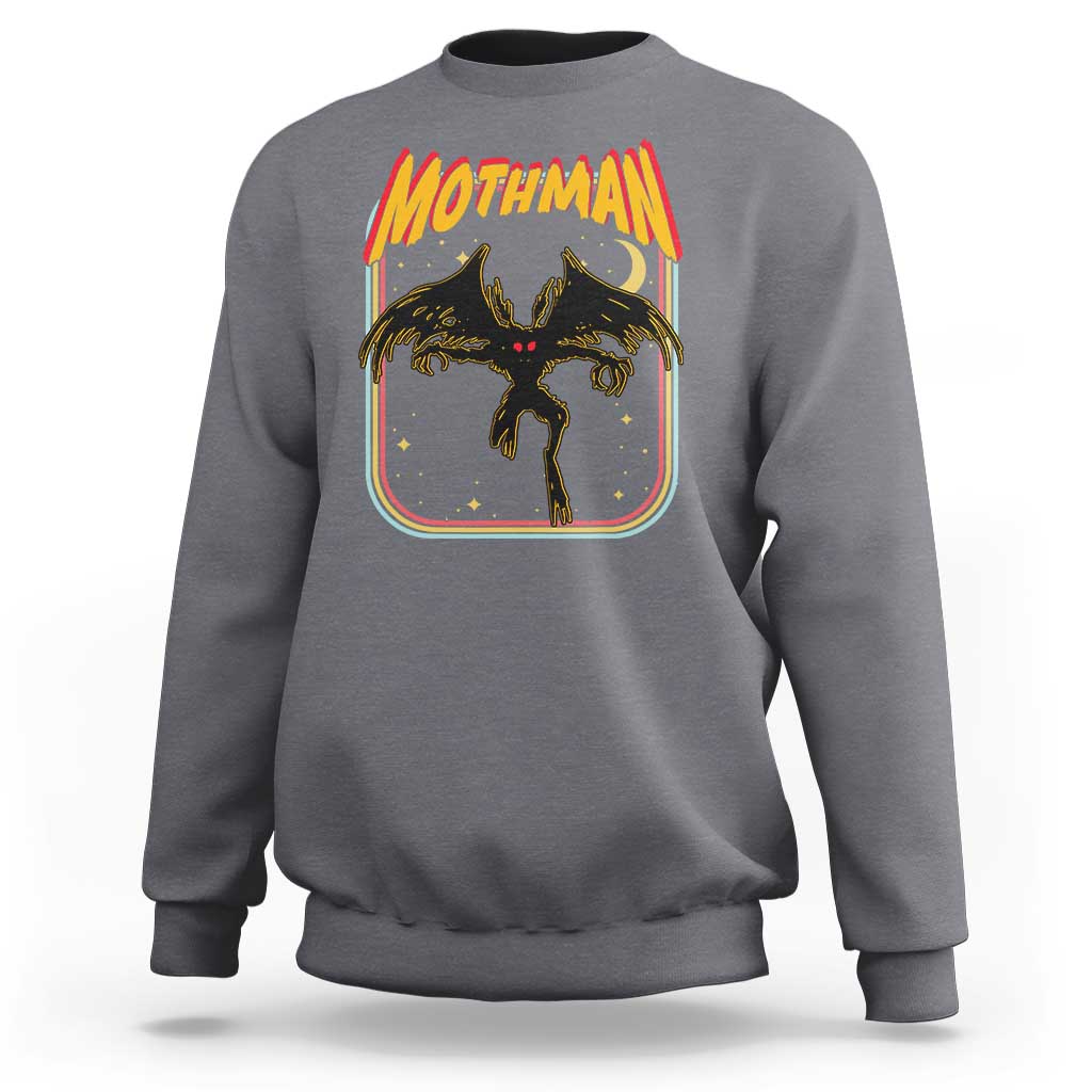 Retro Mothman Sweatshirt Vintage Comicbook Style Cryptid Lore Cryptozoology - Wonder Print Shop