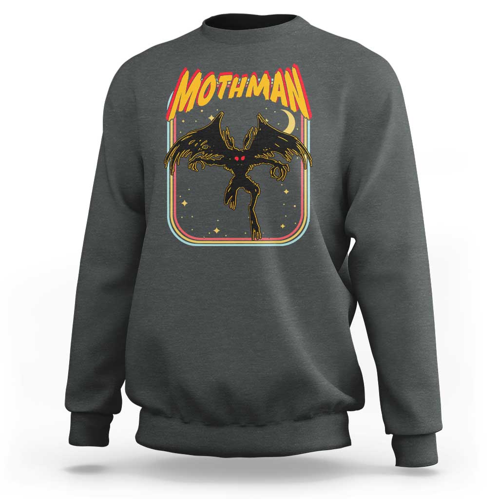 Retro Mothman Sweatshirt Vintage Comicbook Style Cryptid Lore Cryptozoology - Wonder Print Shop