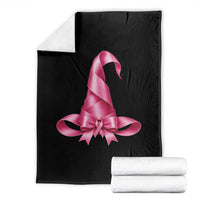 Pink Ribbon Witch Hat Breast Cancer Halloween Throw Blanket