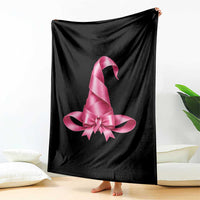 Pink Ribbon Witch Hat Breast Cancer Halloween Throw Blanket
