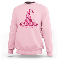 Pink Ribbon Witch Hat Breast Cancer Halloween Sweatshirt