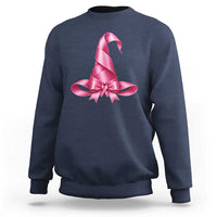 Pink Ribbon Witch Hat Breast Cancer Halloween Sweatshirt