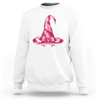 Pink Ribbon Witch Hat Breast Cancer Halloween Sweatshirt