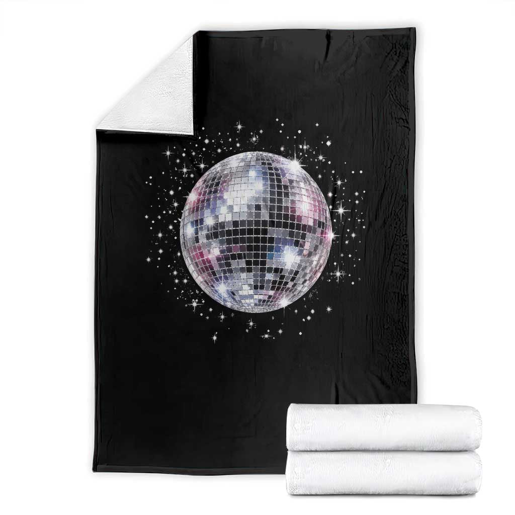 Black and White Disco Ball Club Retro Throw Blanket Silver Faux Glitter Party Graphic