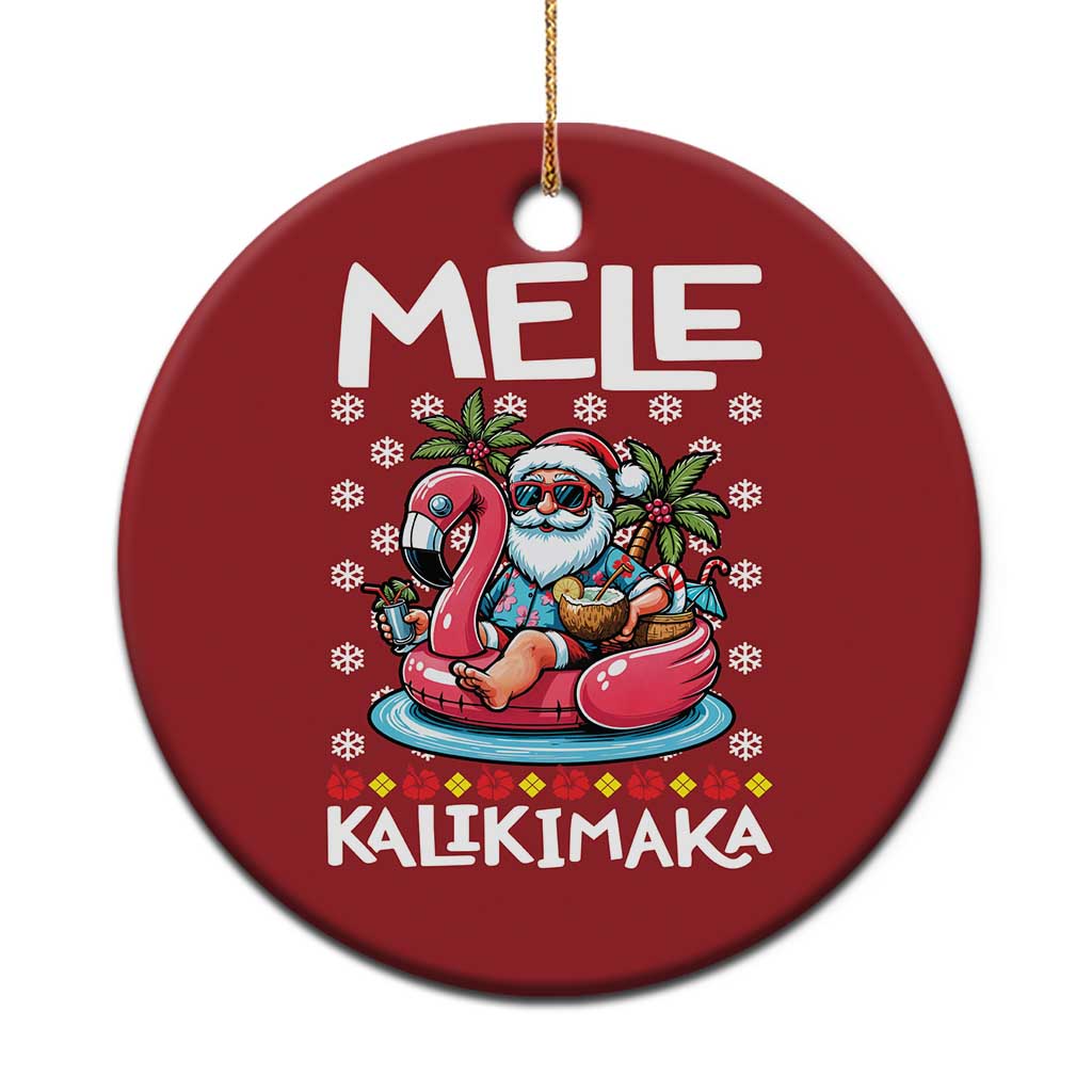 Mele Kalikimaka Hawaiian Christmas In July Hawaii Santa Christmas Ornament Palm Tree Beach Tropical Xmas Gift Family Holiday - Wonder Print Shop