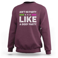 Maroon crewneck sweatshirt with 'LIKE' party slogan graphic on front