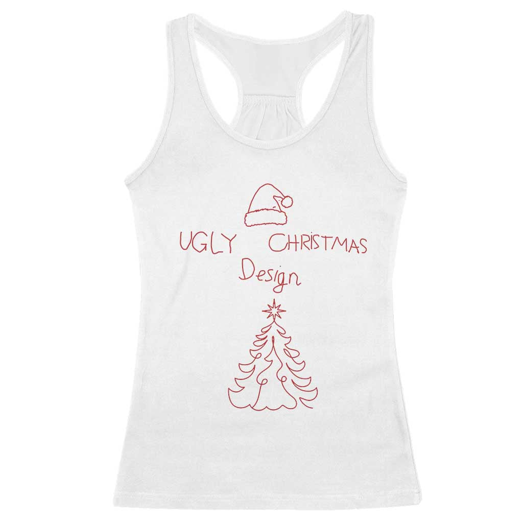 Funny Christmas Racerback Tank Top Ugly Tree Hand Drawn