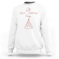 Funny Christmas sweatshirt, white with red “Ugly Christmas” tree graphic
