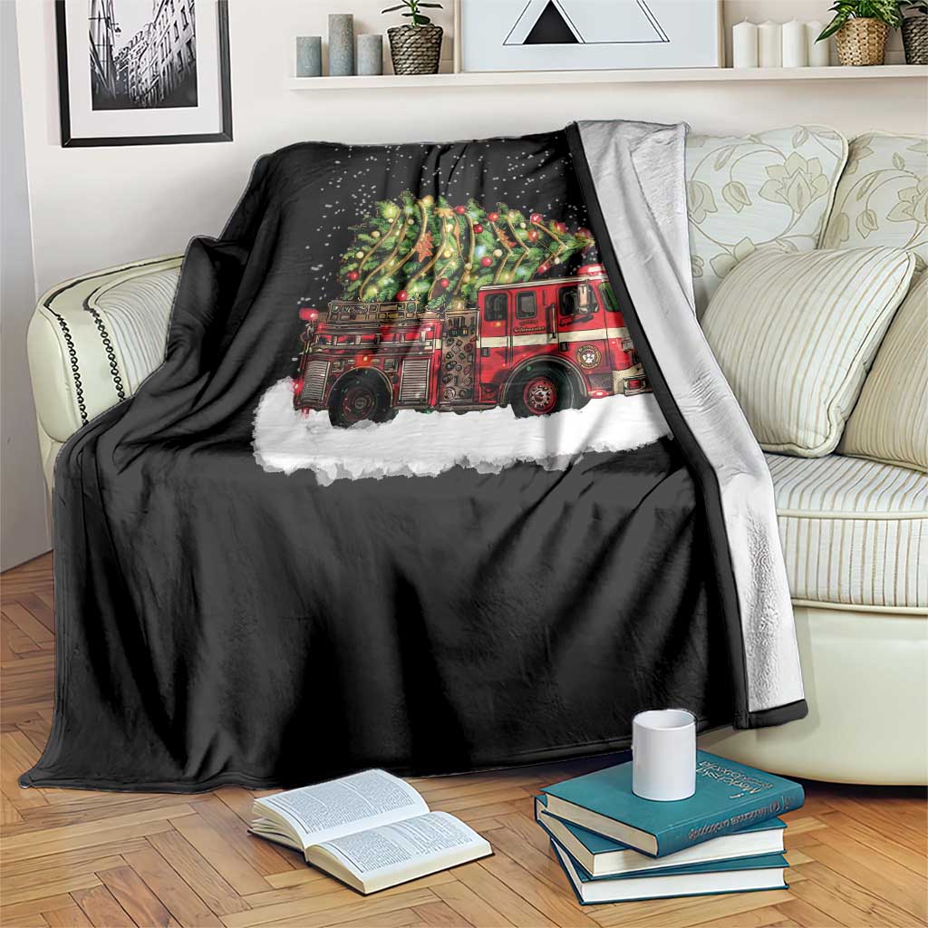 Fire Truck Christmas Throw Blanket Fireman Xmas Firefighter - Wonder Print Shop