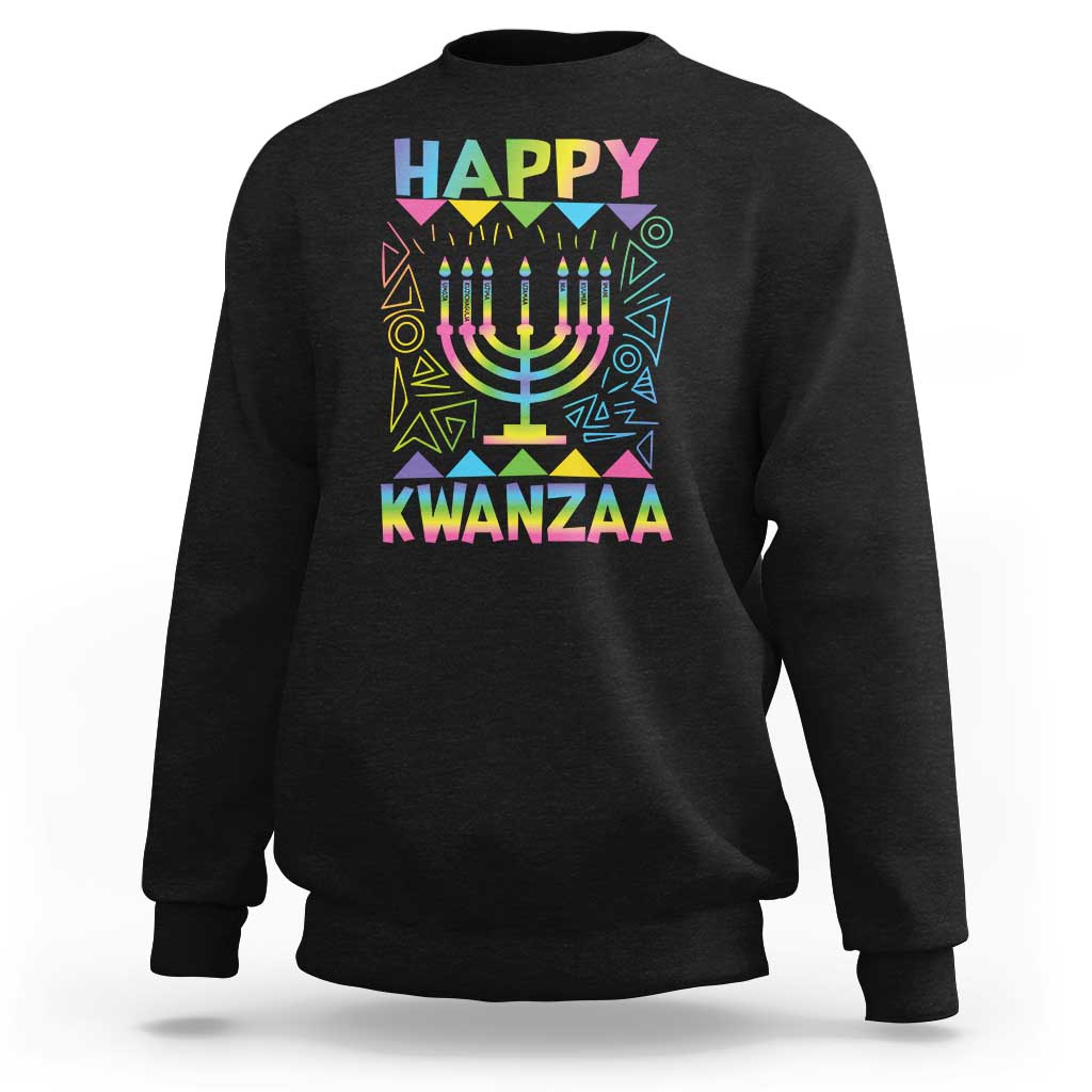 Happy Kwanzaa Sweatshirt Christmas African American Heritage Holiday Kinara Mazao - Wonder Print Shop