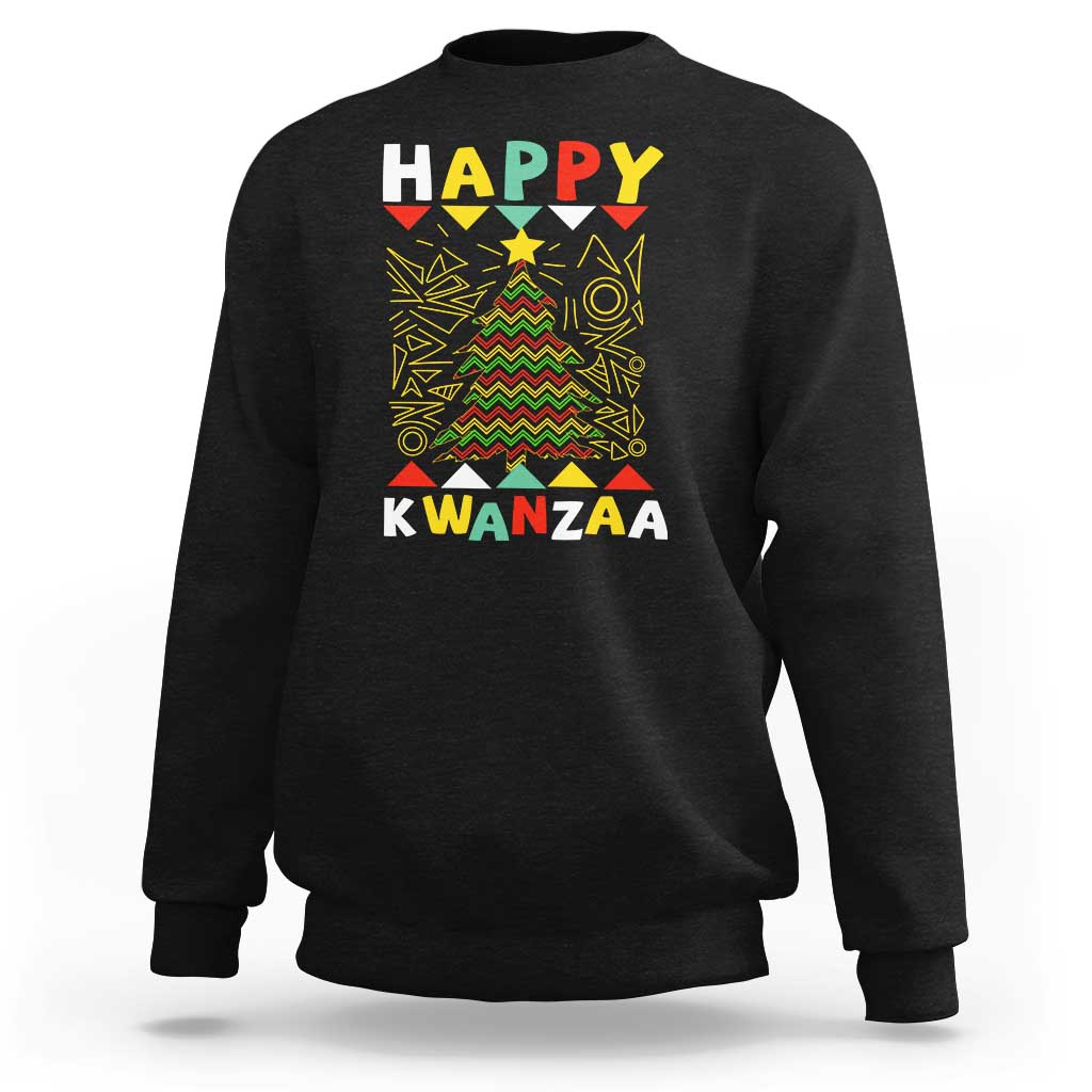 Happy Kwanzaa Christmas Sweatshirt African American Holiday Christmas Tree - Wonder Print Shop