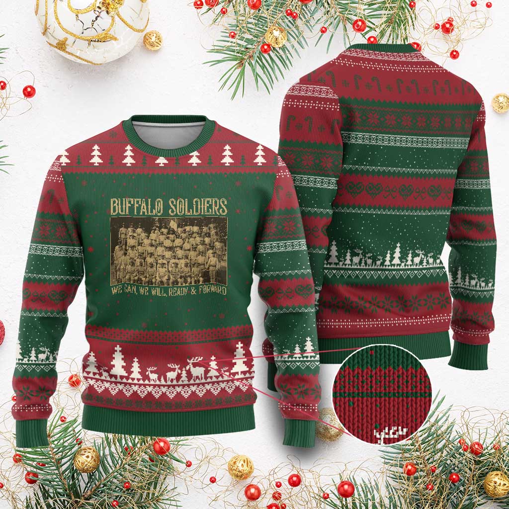 Buffalo Soldiers Ugly Christmas Sweater 9th and 10th Cavalry African American Heros Black Soldiers - Wonder Print Shop