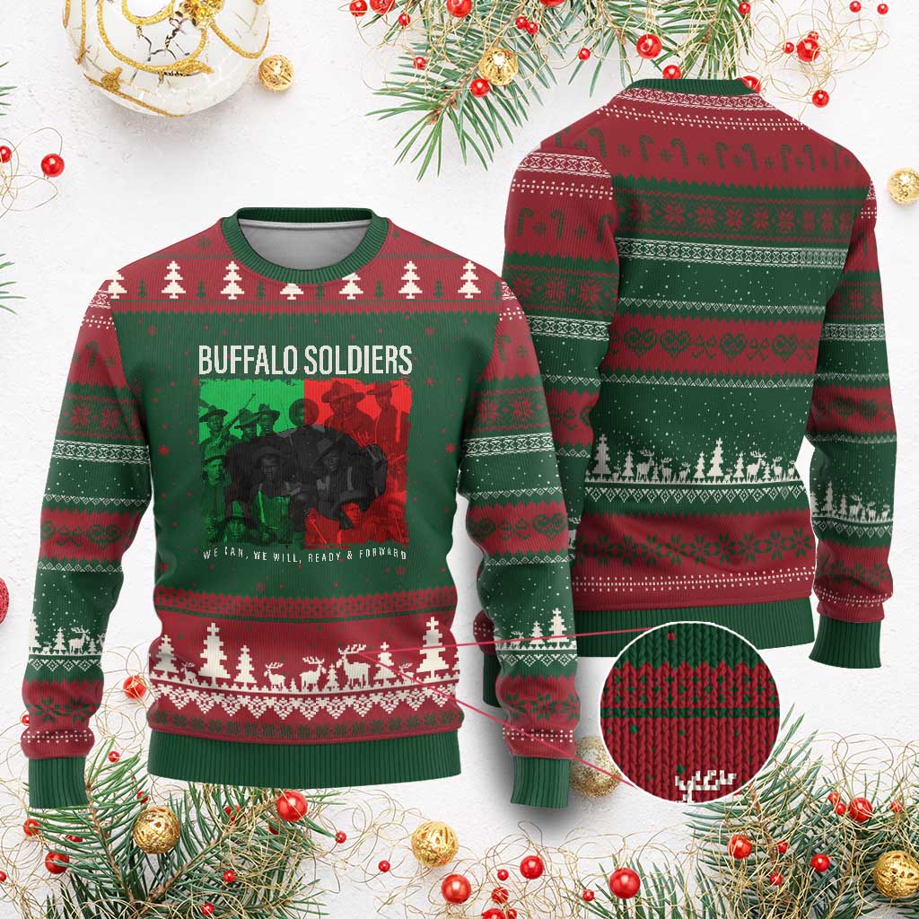 Buffalo Soldiers Ugly Christmas Sweater 9th and 10th Cavalry Afro African American Heros - Wonder Print Shop