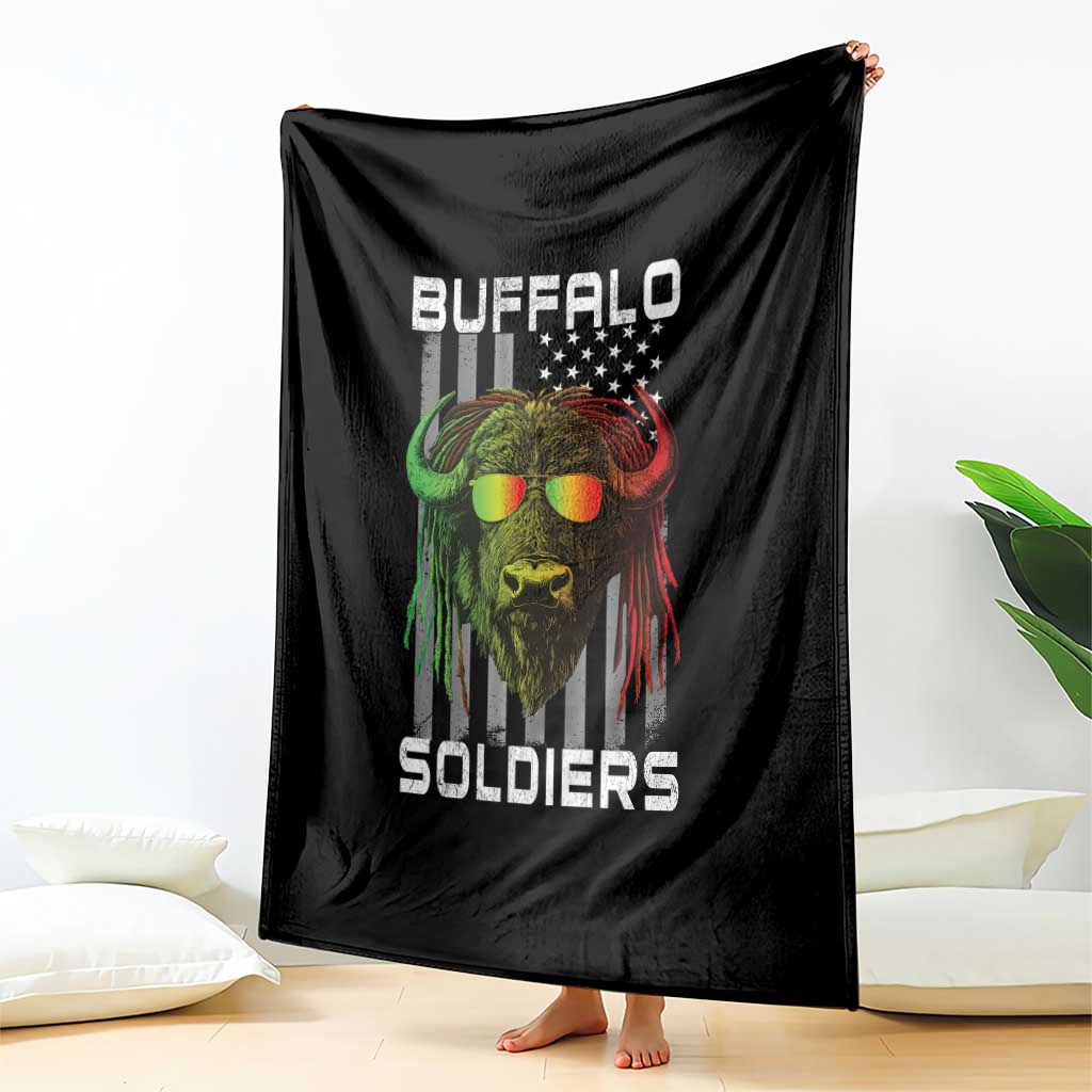 Retro Buffalo Soldiers Throw Blanket 9th and 10th Cavalry African American Heros USA Flag - Wonder Print Shop