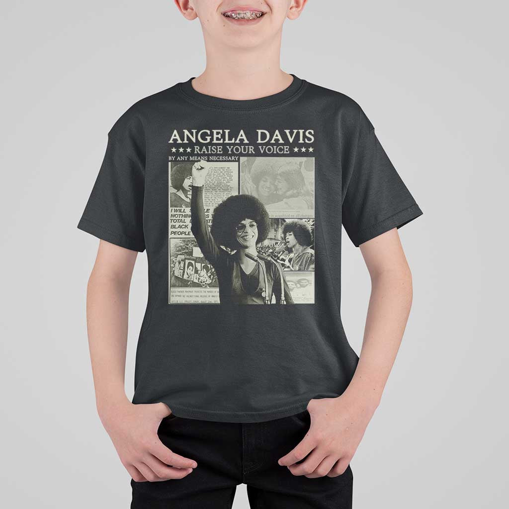 Black History Month Angela Davis T Shirt For Kid Raise Your Voice Feminist Human Rights