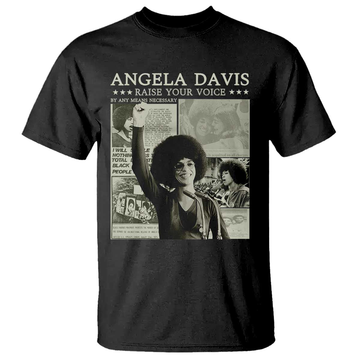 Black History Month Angela Davis T Shirt Raise Your Voice Feminist Human Rights