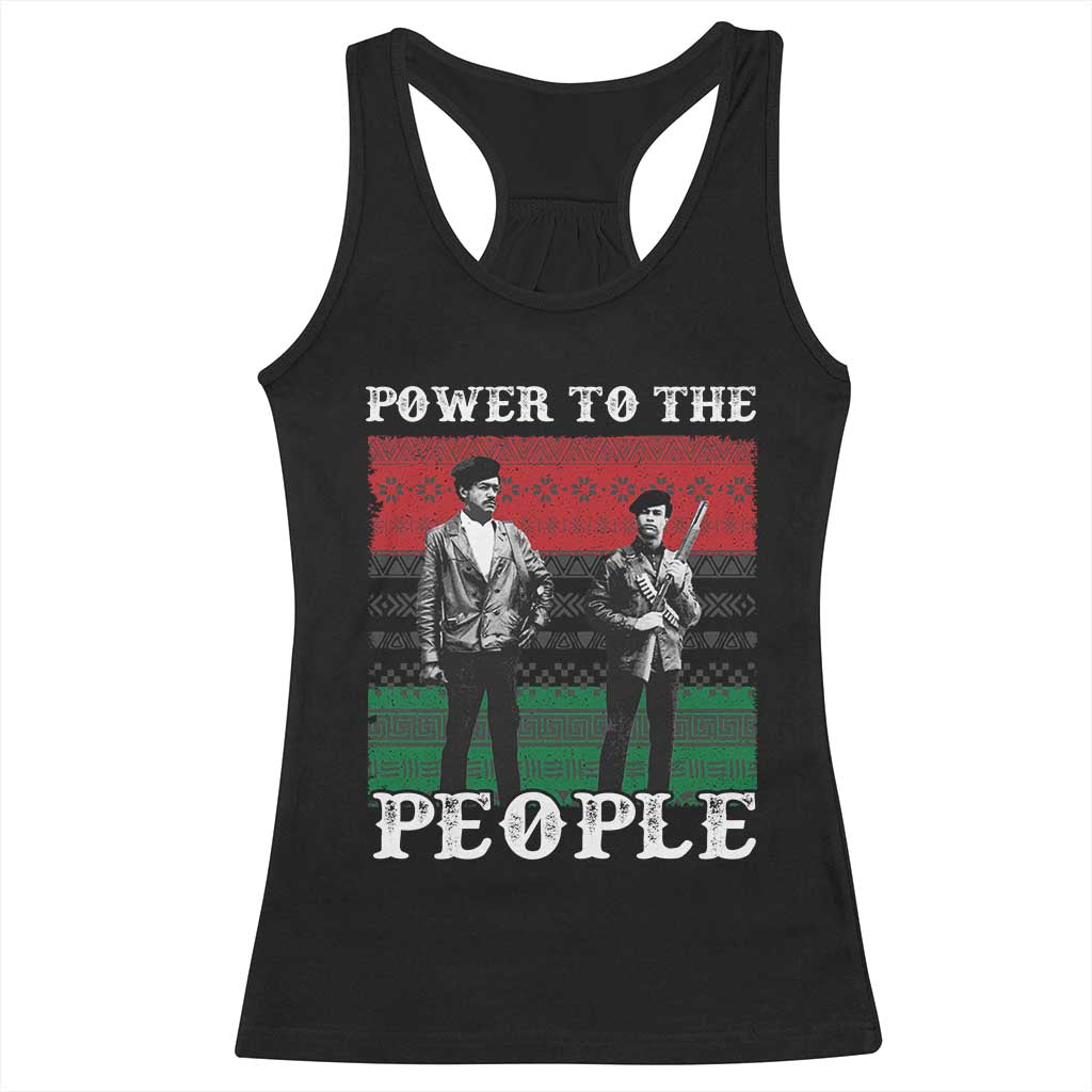 Vintage Black Panthers Party Racerback Tank Top Power To The People Self Defense Black History