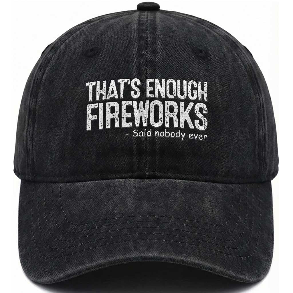Funny Fireworks Washed Cotton Baseball Cap 4th Of July