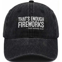 Funny Fireworks Washed Cotton Baseball Cap 4th Of July