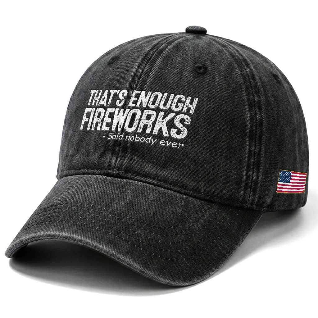 Funny Fireworks Washed Cotton Baseball Cap 4th Of July