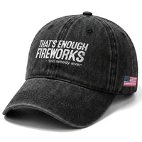 Funny Fireworks Washed Cotton Baseball Cap 4th Of July