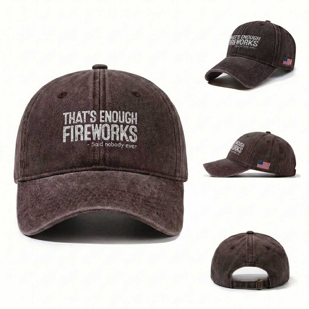 Funny Fireworks Washed Cotton Baseball Cap 4th Of July