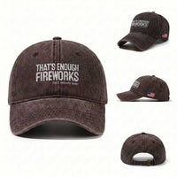 Funny Fireworks Washed Cotton Baseball Cap 4th Of July