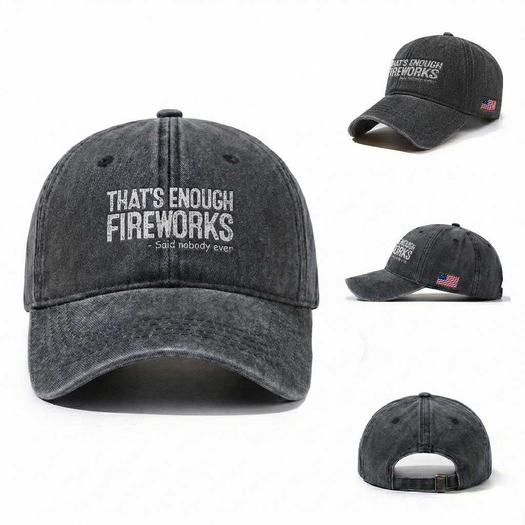 Funny Fireworks Washed Cotton Baseball Cap 4th Of July