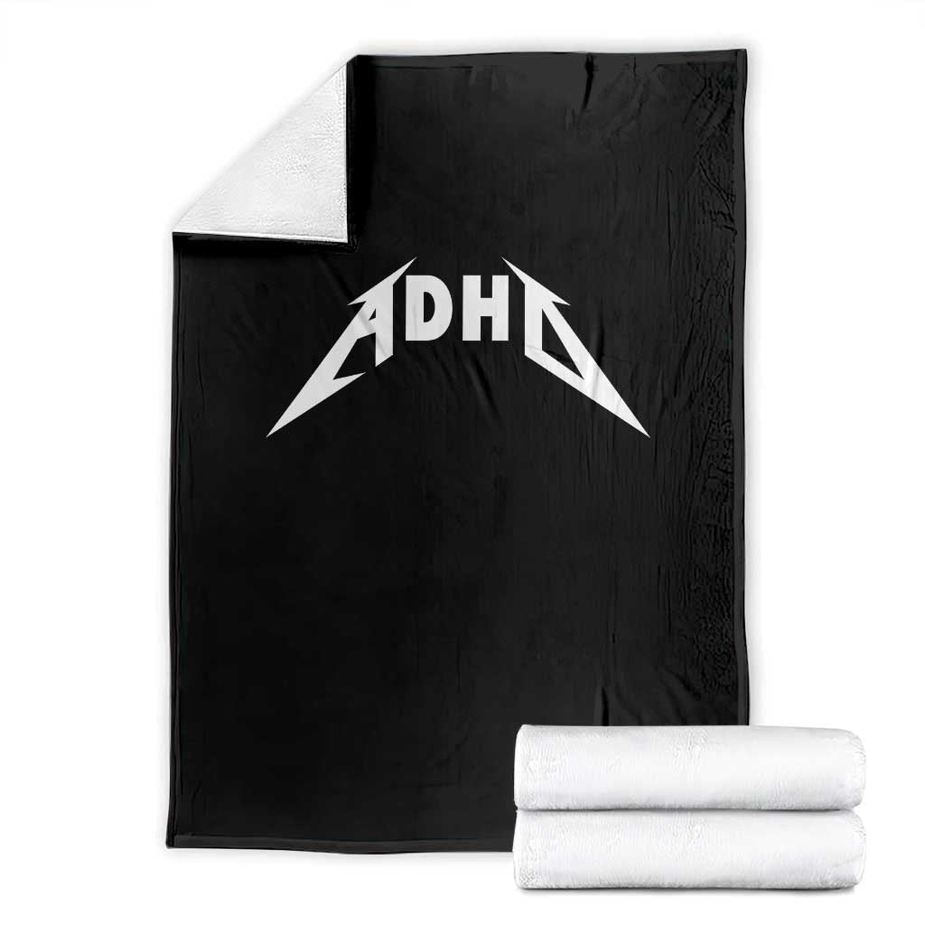 ADHD Throw Blanket Funny Heavy Metal Rock Music Design Meme - Wonder Print Shop