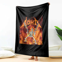 Funny Skeleton ADHD Throw Blanket Meme Flames Neurodivergent Gen Z - Wonder Print Shop
