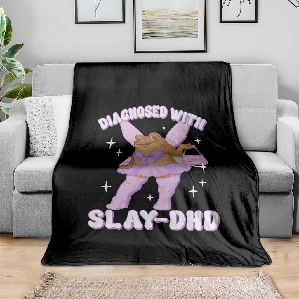 ADHD Meme Throw Blanket Funny Slay DHD Frog Neurodivergent - Wonder Print Shop
