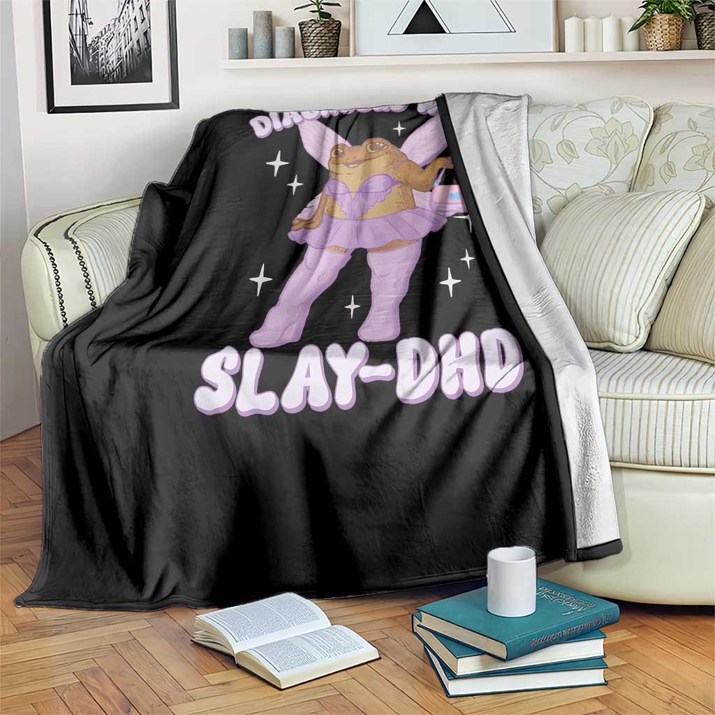 ADHD Meme Throw Blanket Funny Slay DHD Frog Neurodivergent - Wonder Print Shop